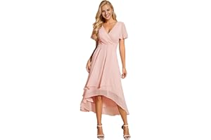 Ever-Pretty Abito da Ospite Scollo A V Maniche A Volant Gonna A Trapezio Abiti Cerimonia Donna Eleganti EG02084