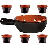 SET BAGNA CAUDA CASSERUOLA 21CM CERAMICA + 6 FORNELLI FORNELLINI BAGNA CAUDA