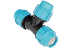 HYDROBIL Water Pipe Plumbing Fittings, 32mm x 32mm x 32mm Female Tee, MDPE Plastic Pipe Connector, 16 Bar, Max. Temp. 45°C, Clamp MDPE Fittings, Outside Tap Connector, Garden Hose Pipe Connector