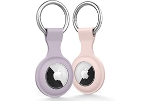 Meliya Funda para AirTag Llavero,2 Piezas Llaveros AirTag Funda Protectora de Silicona Funda Anti-Perdida Anti-Rasguños para AirTag(No Incluye AirTags)(Violeta/Rosa)