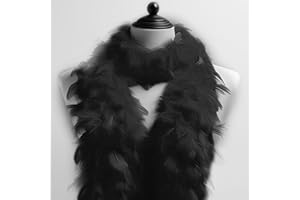 Boa en plumes uni, densité au choix, longueur env. 1,80 m, châle à plumes, costume de carnaval des années 20, Charleston Burlesque douillet, taille unique (noir)