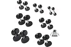 SwirlColor Ohrringe Herren Damen, 7 Paar 4mm-10mm Runde Schraubohrringe Barbell Ohrstecker Schwarz Herren Damen haben Gazenbeutel