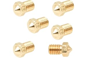 3D FREUNDE 6 Stk. Set J-head E3D V5/V6 bowden RepRap Extruder Hotend Düse aus Messing für 1.75mm Filament 3D Drucker printer Nozzle M6 (6 * 0.2mm)