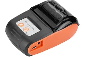 WENDRY Imprimante De Reçus Thermique,Imprimante de reçus portable sans fil Mini Imprimante de factures thermique Bluetooth avec batterie rechargeable,Facile à aller au travail(58 mm,110-240 V)(Orange UE)