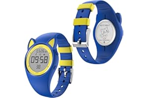 HUYVMAY Non Connectée Podomètre Montres sans App, Montre Rechargeable à Durée de Vie de la Batterie de 20 Jours, Enfants Montres Numériques IP68 Etanche avec 3 Réveils pour Garçons et Filles Enfants