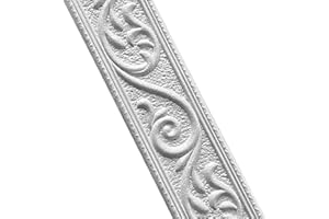 MOCASTLE Wallpaper Borders Self Adhesive 230cmx4.8cmx6mm 3D Vine Leaf Carved Pattern Waterproof Skirting Board Trim Line Border Wall Trim for Corner Line Ceiling Border, 1PC (Grey)