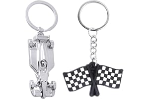 PFLYPF Metalowe Breloki do Kluczy: Srebrny Wyścig i Flaga, Kreatywny Zestaw 2 Sztuk, 8,5 cm x 2,5 cm