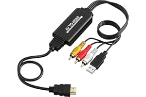 DIGITNOW! Adaptateur RCA vers HDMI, AV, Composite, CVBS vers HDMI convertisseur vidéo Compatible avec 1080P avec câble de Charge USB …