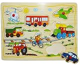 1 BRETT _ Steckpuzzle mit Griffen – “ Tiere / Fahrzeuge oder Früchte “ – aus Holz – großes Holzpuzzle / Einlegepuzzle – Griff Legespiel – Rahmenpuzzle / Kinderpuzzle – Tierpuzzle / Motorikspiel – Motorik – Puzzle – für Kinder / Mädchen Jungen – Kinderpuzzle - 9