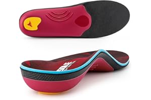 VALSOLE Orthotic Insole for Men Women,Plantar Fasciitis Arch Support Insole,for Flat Feet,Metatarsalgia,Heel Pain,Shock Absorption Comfortable Inserts (Red and Black, UK-9-27.8cm(10.9in))