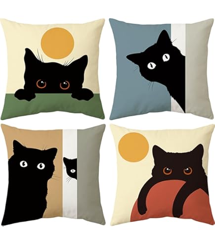Set di 4 Fodere per Cuscini Picasso 45x45cm Fodere per Cuscini Decorativi in Peluche Stampa Vintage Astratto per Divani Moderni Ufficio Camera da Letto-45 x 45 cm_Giallo_Stile-1