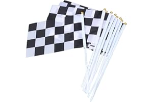 Toyvian Zielflagge Rennflagge Hand Flagge Stockflagge Stab/Stock Fahne für Racing Rennwettbewerb 25 STÜCKE 14 x 21cm (Weiß Schwarz)