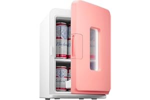 NORTHCLAN Mini Frigo da 15 Litri, Piccolo Frigorifero Portatile con funzione di raffreddamento e riscaldamento, per Casa, Camera da Letto, Ufficio e Viaggio, Modalità Max ed Ec, AC/DC, Rosa