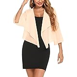 Aottori Coprispalle Donna Elegante Bolero Chiffon Maniche 3/4 Cardigan Corto Estivo Shrug Trasparente Leggero Casual per Matr