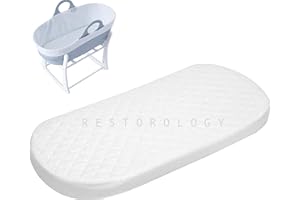 Restorology Colchón ovalado de doble cara para moisés, hipoalergénico, compatible con Tommee Tippee Sleepee, Mamas & Papas, funda extraíble (74 x 28 x 4 cm)