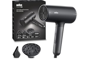 Suszarka do włosów Braun HD4.2, suszarka do włosów z dyfuzorem i koncentratorem, technologia Super IONTEC, silnik HTDC o mocy 2100 W z 3 ustawieniami temperatury i 3 prędkościami, BRHD425E