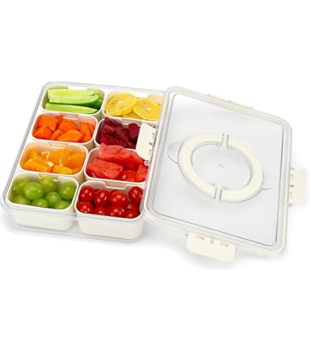 6 Compartiments Amovibles Boîte Snacks Compartiments Ronde - 6 Cases Rotative Lavable Pique-nique Boîte Pique-nique Tournante