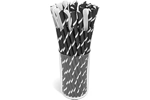 HOPSER FOOD FUN 40 pajitas de papel con cuchara, compostables, sin plástico, 200 mm x 8 mm, cucharas de café helado