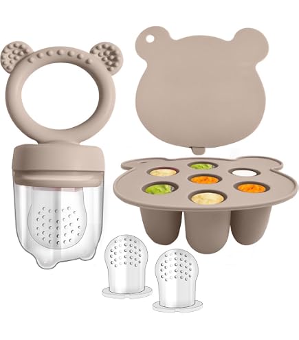 Vicloon Tétine En Silicone Bébé – Fruits & Légumes – 2 Tailles + 2 Rechanges – Idéale Pour Sevrage & Dentition