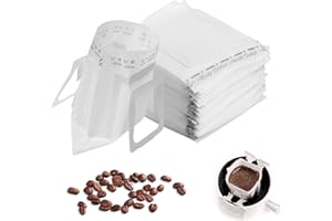 UNIFUN Lot de 100 filtres à café jetables - Sac de Filtre Café Portable, Filtres à Café avec oreilles suspendues, filtres à café à suspendre pour le camping, l'extérieur, les voyages, la maison, le bureau