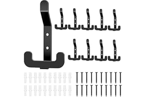 MEIJO 10 Coat Hooks Wall Mounted Stainless Steel, Black Coat Rack Wall Mounted Heavy Duty Wall Hook, Coat Hooks for Door, Bedroom, Bathroo