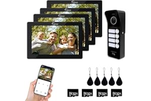 ‎ANJIELO SMART 1080P Video-Türsprechanlage (verkabelte Türklingel), 4-Familien-Türklingel, 7-Zoll-Touchscreen-Display, Entriegelungsunterstützung, Zwei-Wege-Sprechanlage (schwarz)