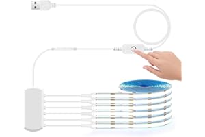 LRGBST 6 pcs 1M tira led COB del gabinete blanco,5V USB Dimmable COB tira led con el interruptor del dimmer táctil para los muestras bajo la iluminación del gabinete