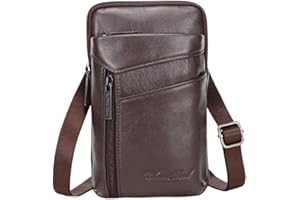 XIEBEN Męska skórzana nerka na biodra, torebka, etui na telefon komórkowy, torba na talię, #20 brązowy, S