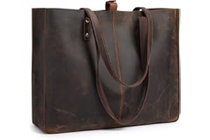 S-ZONE Damska torba na ramię z prawdziwej skóry, duża torba robocza