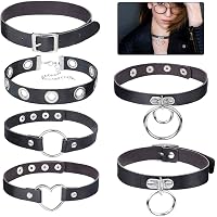 Aroncent Black Leather Heart Choker Necklace - Adjustable Gothic Collar For Women, Halloween & Cosplay Jewelry Gift