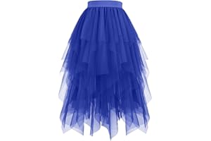 DIDADIHU Tüllrock Lang Damen Große Größen Puffy Tütü Rock Tüll Röcke Unregelmäßiger A-Linie Mit Elastische Hohe Taille, Karneval Feen Kostüm