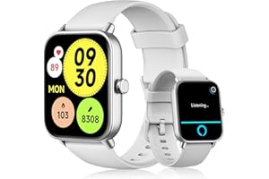 Yoever Montre Connectée Femme avec Alexa, 1.8" Montre Smartwatch avec Répondre Appel Moniteur de SpO2 Fréquence Cardiaque Sommeil 100 Sport Podometre Etanche IP68 Montre Femme pour Android iOS Blanc