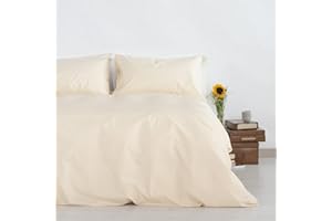 Zenoni & Colombi Copripiumino Matrimoniale in 100% Percalle di Cotone TC 210 - Set copripiumino e federe, Made in Italy (Avorio, King (260x240))