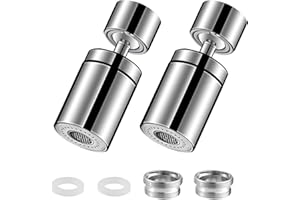 AUSYIWI 2 piezas Aireador para grifo,360 ° giratorio fregadero de ahorro hídrico, con 2 modos regulador de cabezal y boquilla para cocina baño
