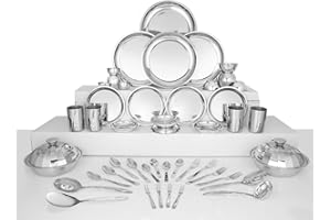 Shri & Sam Stainless Steel Delight Solid Dinner Set, 46 Pieces