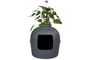 RHRQuality Cat Litter Box - Flower XXL – Hidden Cat Toilet – For Large Cats – With Large Entrance (51 cm) & Removable Top – Antracite