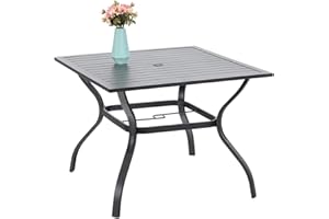 ‎PHIVILLA PHIVILLA Gartentisch Wetterfest E-Beschichtung Metall 94×94×71cm Quadratische Outdoor Esstisch Garten Tisch Terrassentisch Balkontisch Wetterfest Schwarz