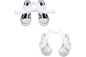 Luckious 2 Pairs Mini Canvas Shoes, Cute Fingerboard Shoes, BJD Doll Accessories, Cotton Doll Decoration, Children's Gifts, Fingerplay Breakdancing, (Black + White)