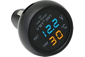QUMOX Cigarette Lighter Style stile Termometro digitale display Voltmetro con USB Charger