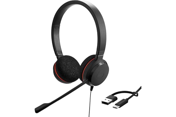 Jabra Evolve 20 Casque Filaire - Casque Filaire à Une Oreille pour Le Bureau et Le Travail à Domicile - Contrôle des appels - Certifié Communication Unifiée - Connectivité USB-C/A - Noir