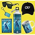 THEWHOOP Printed Cristiano Ronaldo Gift Combo Pack of Mug (350ml), Sipper Bottle (750ml),Keychain,Sunglass,Cap, Greeting Card, Birthday Gift Set For Cristiano Ronaldo Fans (Pack of 6) (Green)