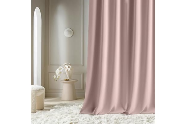 ROOM99 Rideau avec œillets Aura 140 x 240 cm Largeur x Hauteur, Décoration de Fenêtre, Curtains et Draperies intérieurs pour Salon, Chambre Moderne Lisse Rose poudré, 1 pièce