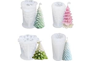 Gukasxi 4 Pcs Christmas Tree Candle Mold, 3D Silicone Candle Making Mould, Christmas Tree Epoxy Resin Moulds, DIY Candle Soap Aromatherapy Supplies, Christmas Candle Making, for Christmas Home Decor