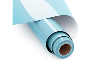 UIOK Vinile Termoadesivo per Tessuti Azzurro, Termovinile per Tessuti 30.5 x 365.7cm Vinile Termoadesivo, HTV Rotolo Vinile Termico per Cricut Fai-da-te T-shirt, Altri Tessuti,Facile da Tagliare