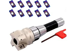 Hunricho Fresa per piano R8-FMB22 da 2 pollici e BAP400R 50-22-4T, 50 mm/1,96 pollici, fresa CNC con 10 pezzi APMT1604PDER R0.8, inserti in metallo duro (BAP400R 50-22-4T+APMT1600 4PDER)