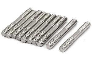 UXCELL sourcing map Goujon Double Extrémité Filetage Tige Serré Réglable Pousser M8 x 60mm Argenté 10Pcs