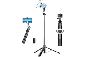 Victiv 178cm Magnetisches Handy Stativ, Starkes Magnet Smartphone Stativ für iPhone16/15/14/13 Pro Max Mag-Safe, Aluminium Selfie Stick Stative mit Fernbedienung & Magnetischer Ring für Samsung Huawei