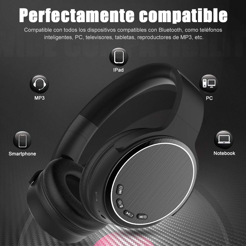 Cascos-Bluetooth-Inalmbrico-Macrourt-Auriculares-Bluetooth-Cerrados-de-Diadema-Plegable-con-Sonido-Estreo-Bluetooth-50-TF-Cancelacin-de-Ruido-Almohadillas-de-Proteccin-Manos-Libres-con-Microfono