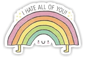 2x EppoBrand Regenbogen Aufkleber "I Hate All of You" JDM Vinyl mit kratzfester Beschichtung, 14 x 8,9 cm, für Apple MacBook, Laptop, Fenster, Stoßstange, Kühlschrank, Skaten, Binder