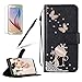 Produktbild Girlyard für Samsung S9 Diamant Gold Katze Schmetterling Lederhülle, Bling Glitzer DIY Crystal Schutzhülle Luxus Premium PU Flip Case mit Lanyard Strap Standfunktion Kartenfach Magnetverschluss Etui für Samsung Galaxy S9